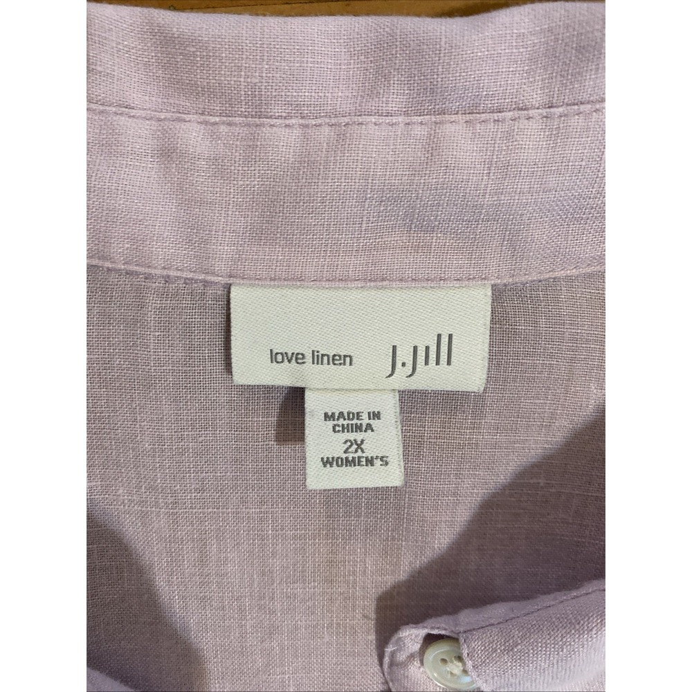 J.Jill Love Linen Women's 2X Lilac 100% Linen Button‎ Front Shirt Relaxed Fit - Picture 8 of 11